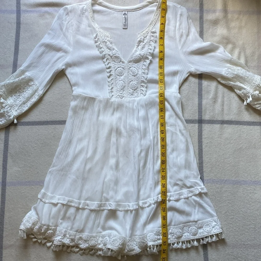 American Rag White Lace Detail, Billow Sleeves Boho Dress Size Medium - Picture 13 of 15